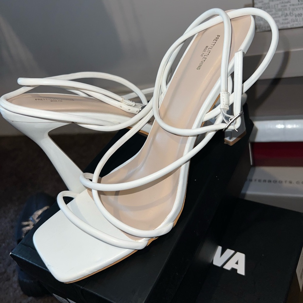 PrettyLittleThing White Strappy Heels